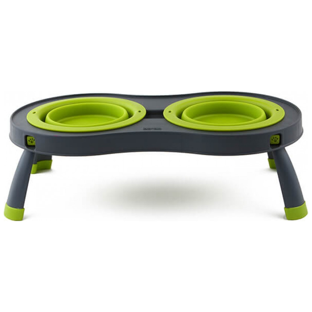 Посуд для собак Dexas Миска подвійна на складній підставці-велика 600 мл зелена (0084297306908)