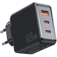 Зарядний пристрій Essager 2xUSB-C + 1xUSB 65W GaN black (ECT2CA-JZB01-Z)