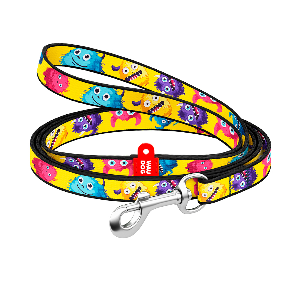 Повідець для котів WAUDOG Nylon "Мохнаті монстри" Ш 10 мм Д 122 см (369-4050)