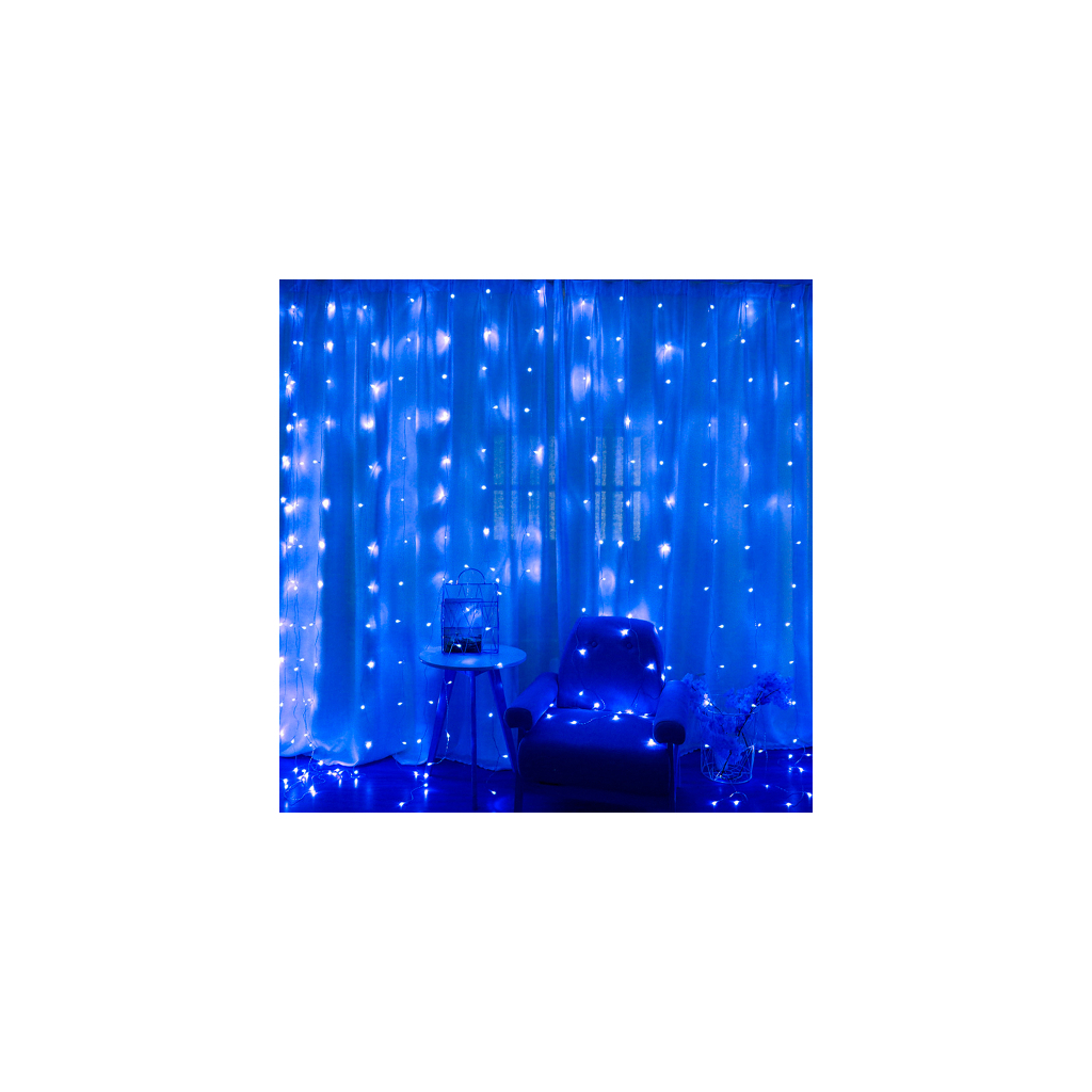 Гірлянда Voltronic Штора 120 LED Водопад Blue, 3*1 м, 8 режимів, 220V, прозора (GAR120LED-Blue)