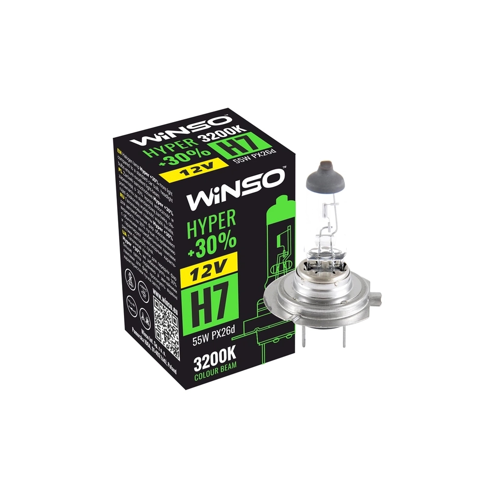 Автолампа WINSO H7 HYPER +30 55W PX26d (712700) Автолампа WINSO H7 HYPER +30 55W PX26d (712700)