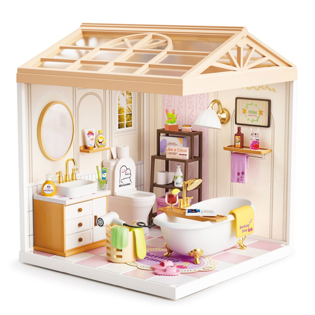 Конструктор Mini House румбокс серії Інтер'єр – Ванна кімната (світло) (8009)