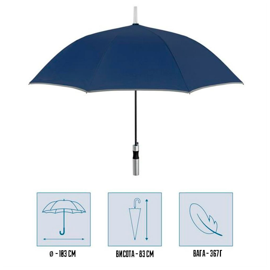 Парасоля Perletti Reflecting тростина, з системою антивітер, темно-синя (P96014-02)