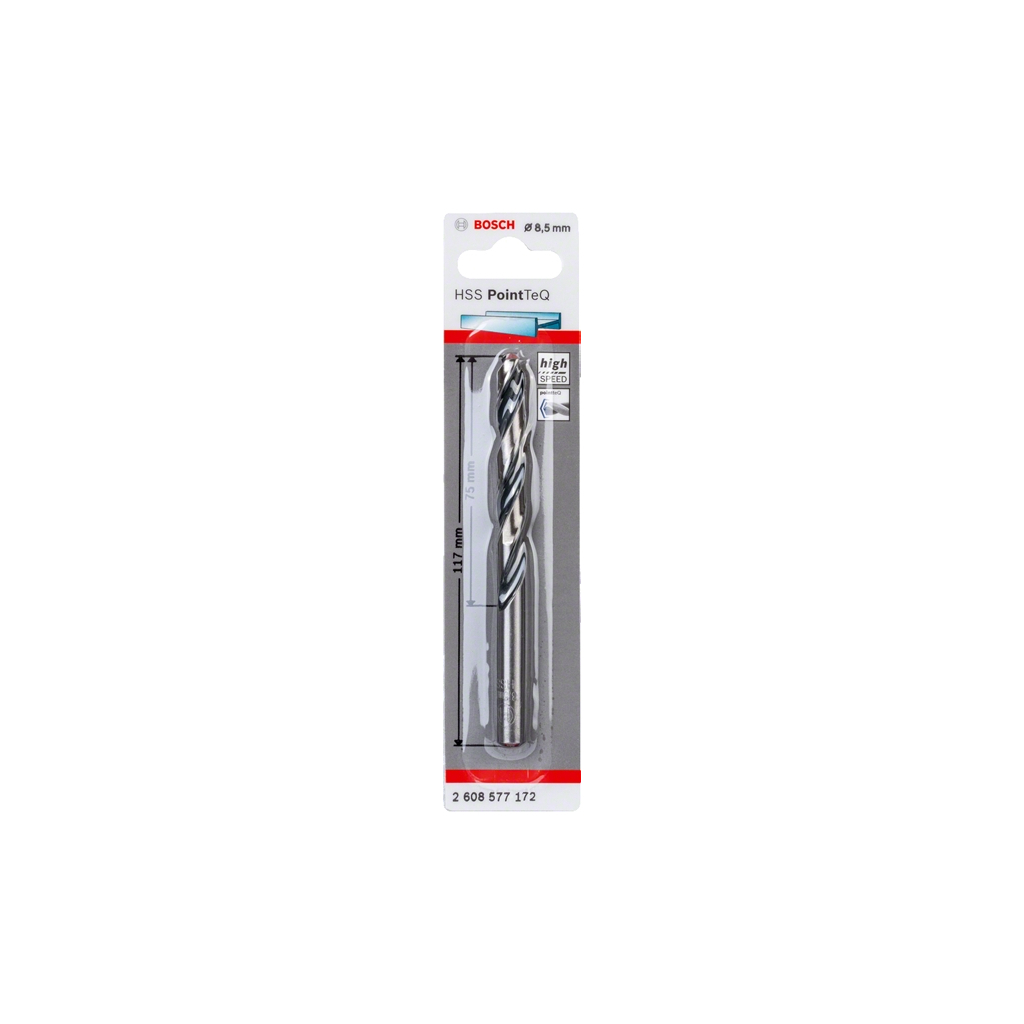 Свердло Bosch Professional, PointTeQ, по металу, 8.5x75мм, DIN 338, 135° (2.608.577.172)