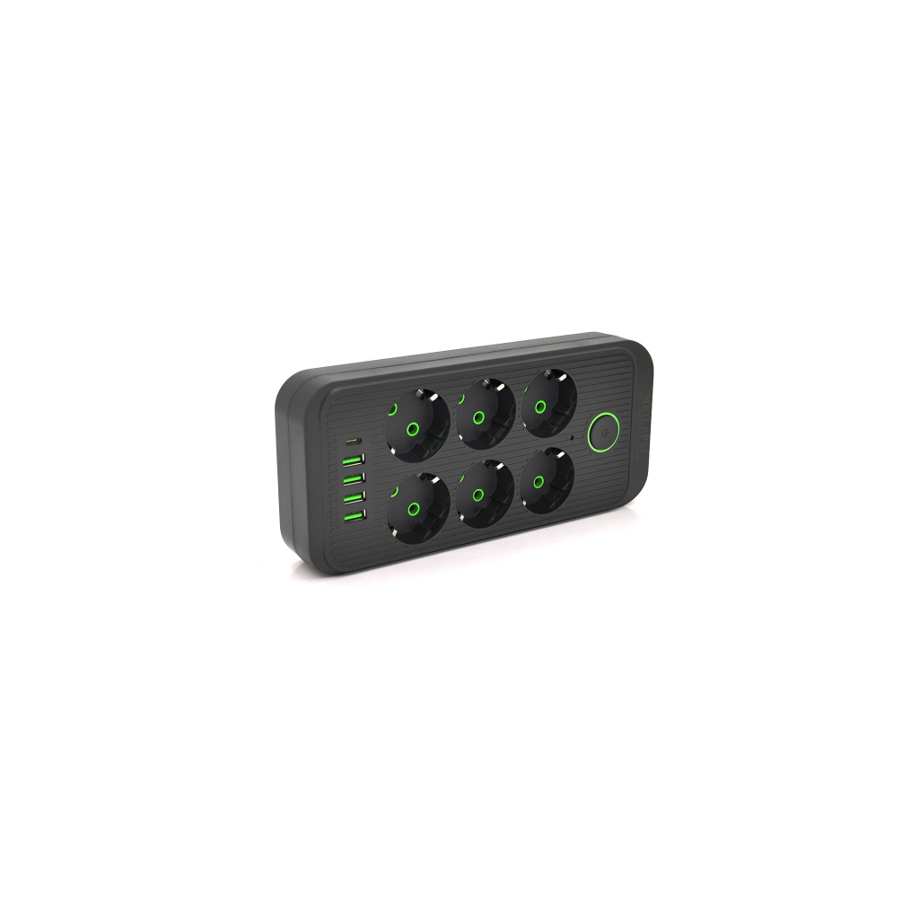 Мережевий фільтр живлення Voltronic F06U, 6 роз EU, 4USB Black (F06U-Black) Мережевий фільтр живлення Voltronic F06U, 6 роз EU, 4USB Black (F06U-Black)
