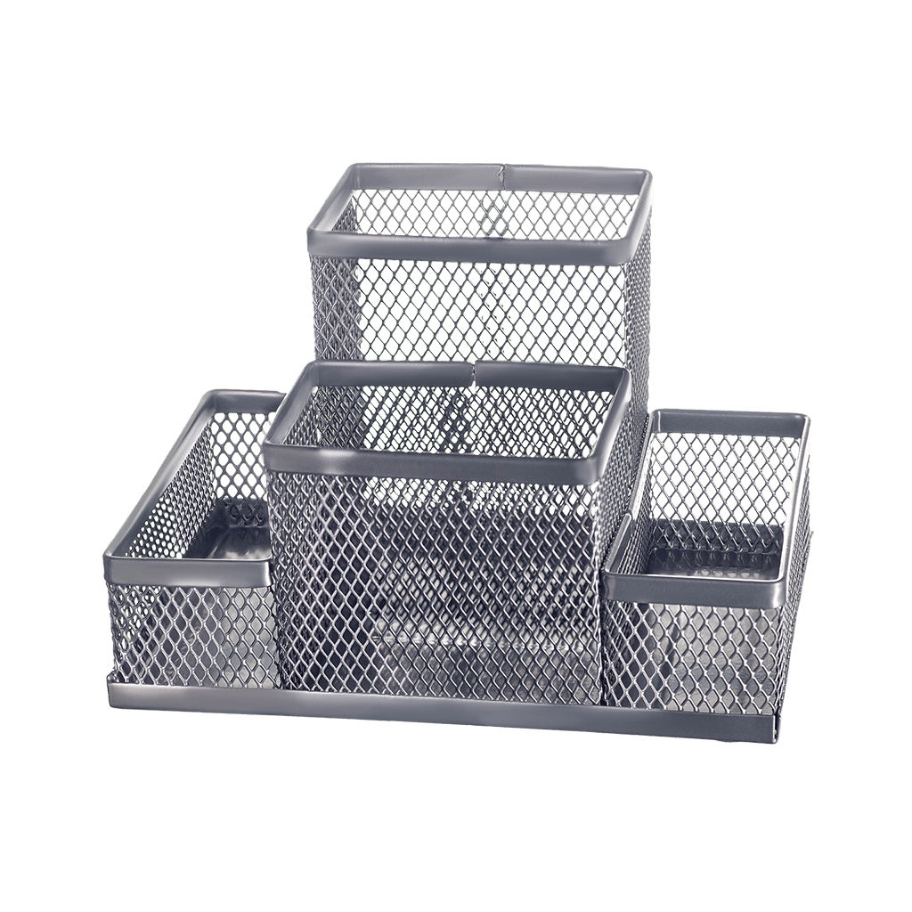 Підставка для дрібниць Buromax 154 x 103 x 100 мм, металева, срібна (BM.6246-24)