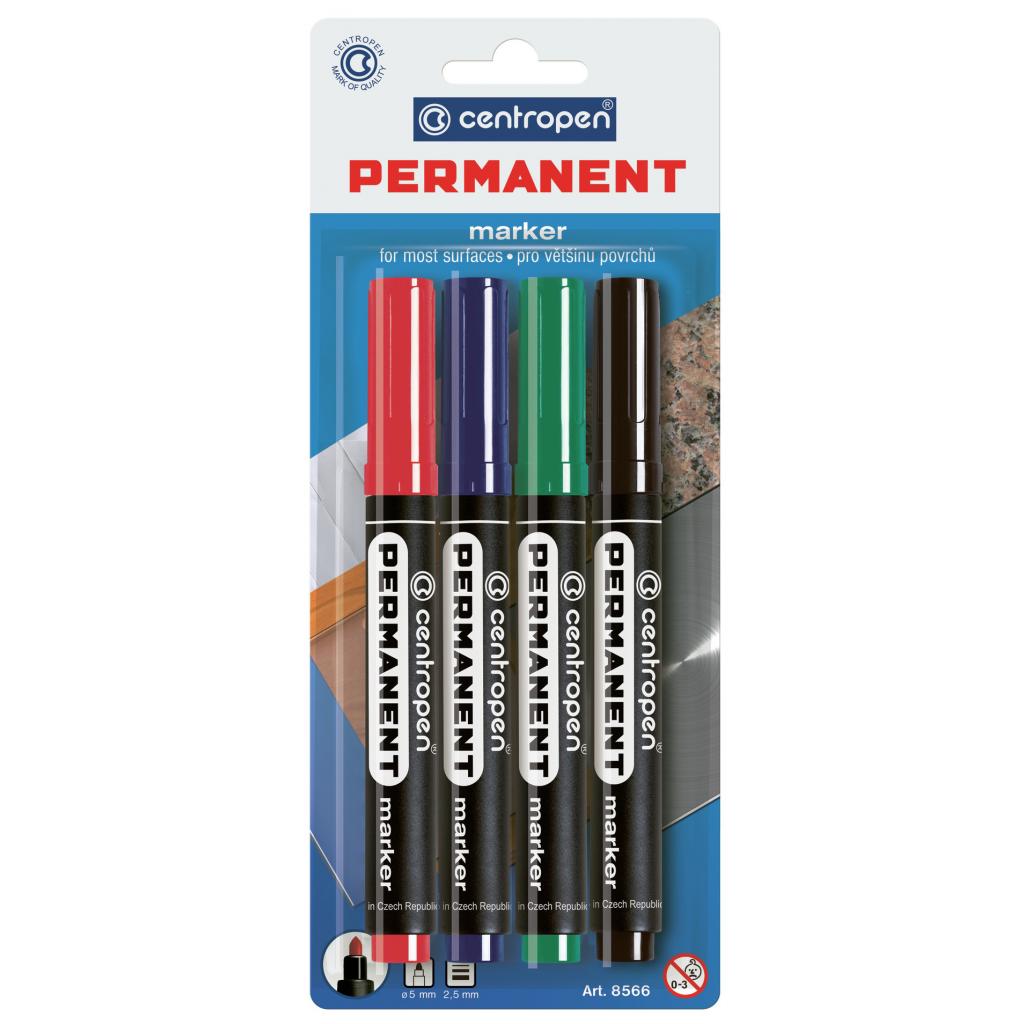 Набір маркерів Centropen Permanent 8566 2,5 мм, round tip, SET 4colors (BLister) (8566/4/BL) Набір маркерів Centropen Permanent 8566 2,5 мм, round tip, SET 4colors (BLister) (8566/4/BL)