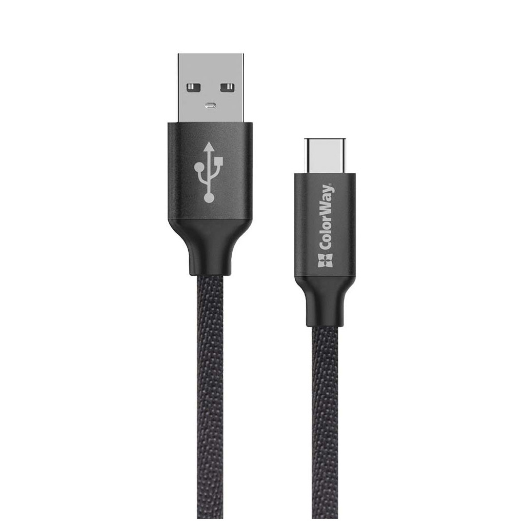 Дата кабель USB 2.0 AM to USB-C 2.0m black ColorWay (CW-CBUC008-BK)