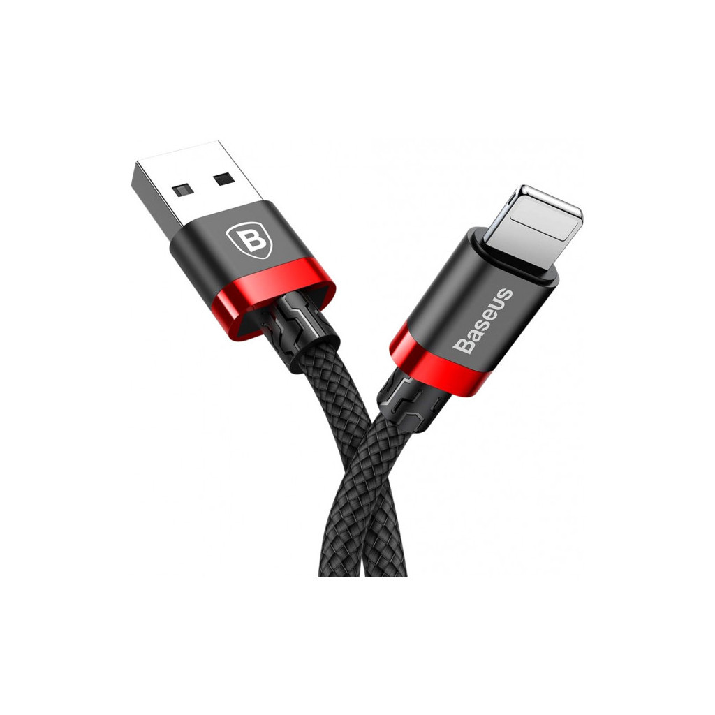 Дата кабель USB 2.0 AM to Lightning 1.0m Cafule Black-Red Baseus (CALKLF-B19)