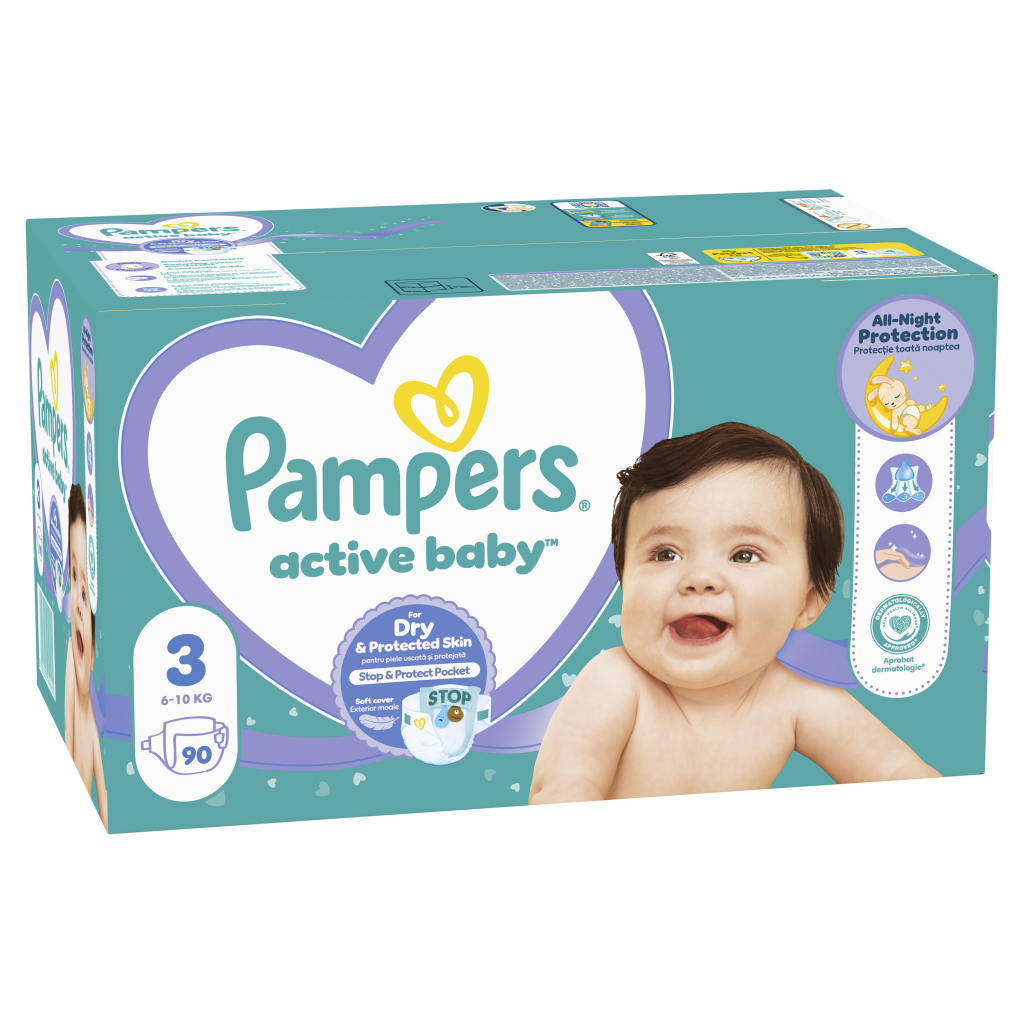 Підгузки Pampers Active Baby Mid Розмір 3 (6-10 кг) 90 ш (8001090949455)
