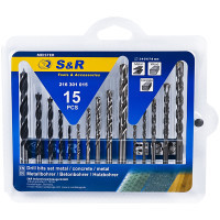 S&R Meister drill set 15 pcs.: 3,4,5,6,8 mm metal/der/concrete (216301015)