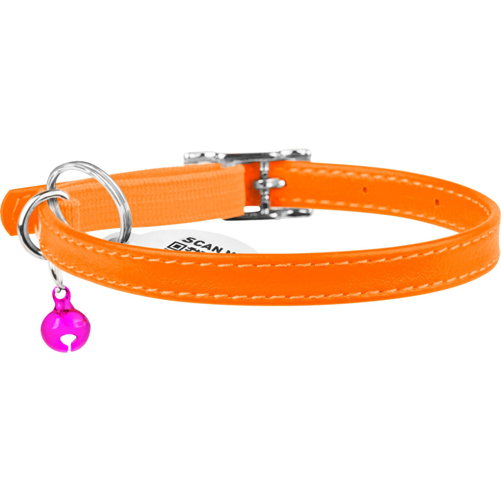 Нашийник для тварин WAUDOG Glamour з QR паспортом Д 17-20 см помаранчевий (32754)