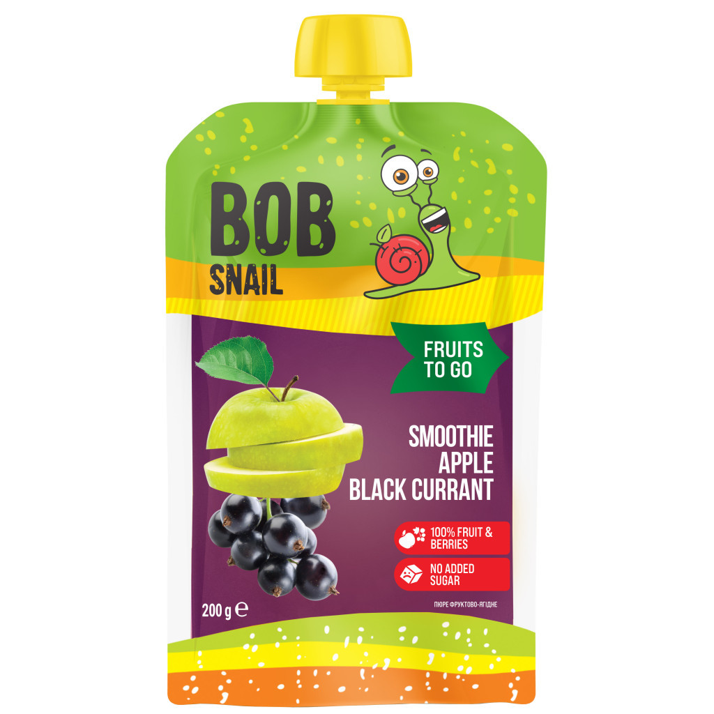 Дитяче пюре Bob Snail Смузі Яблуко-Чорна Смородина пастеризоване 200 г (1740810)