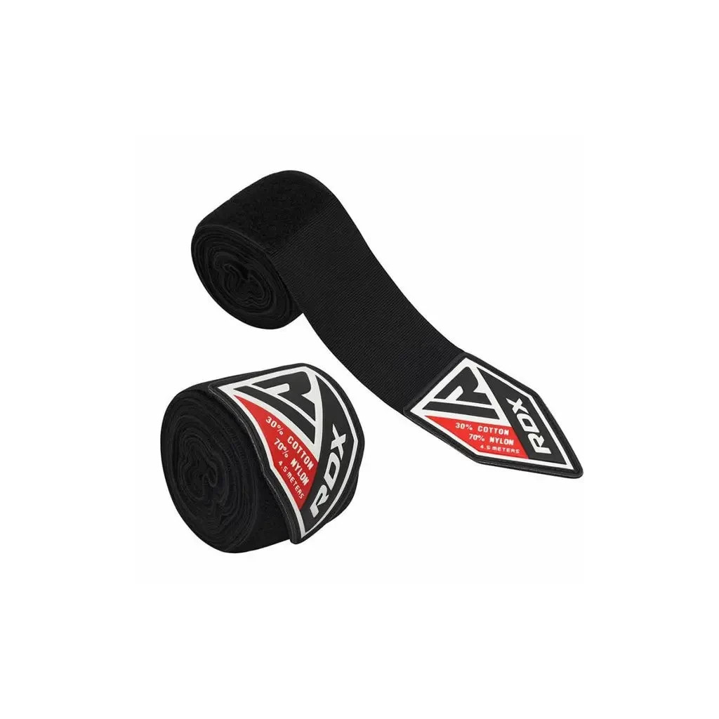 Бинт для спорту RDX для боксу WX Professional Boxing Hand Wraps Black (4.5м.) (HWX-RB+)