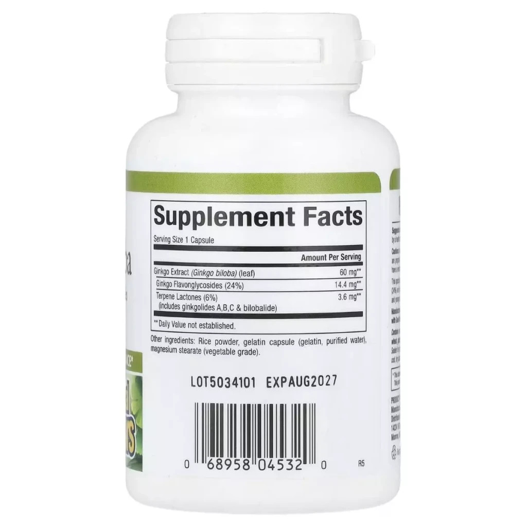 Вітамінно-мінеральний комплекс Natural Factors Гінкго Білоба, Ginkgo Biloba, 60 капсул (NFS-04532)