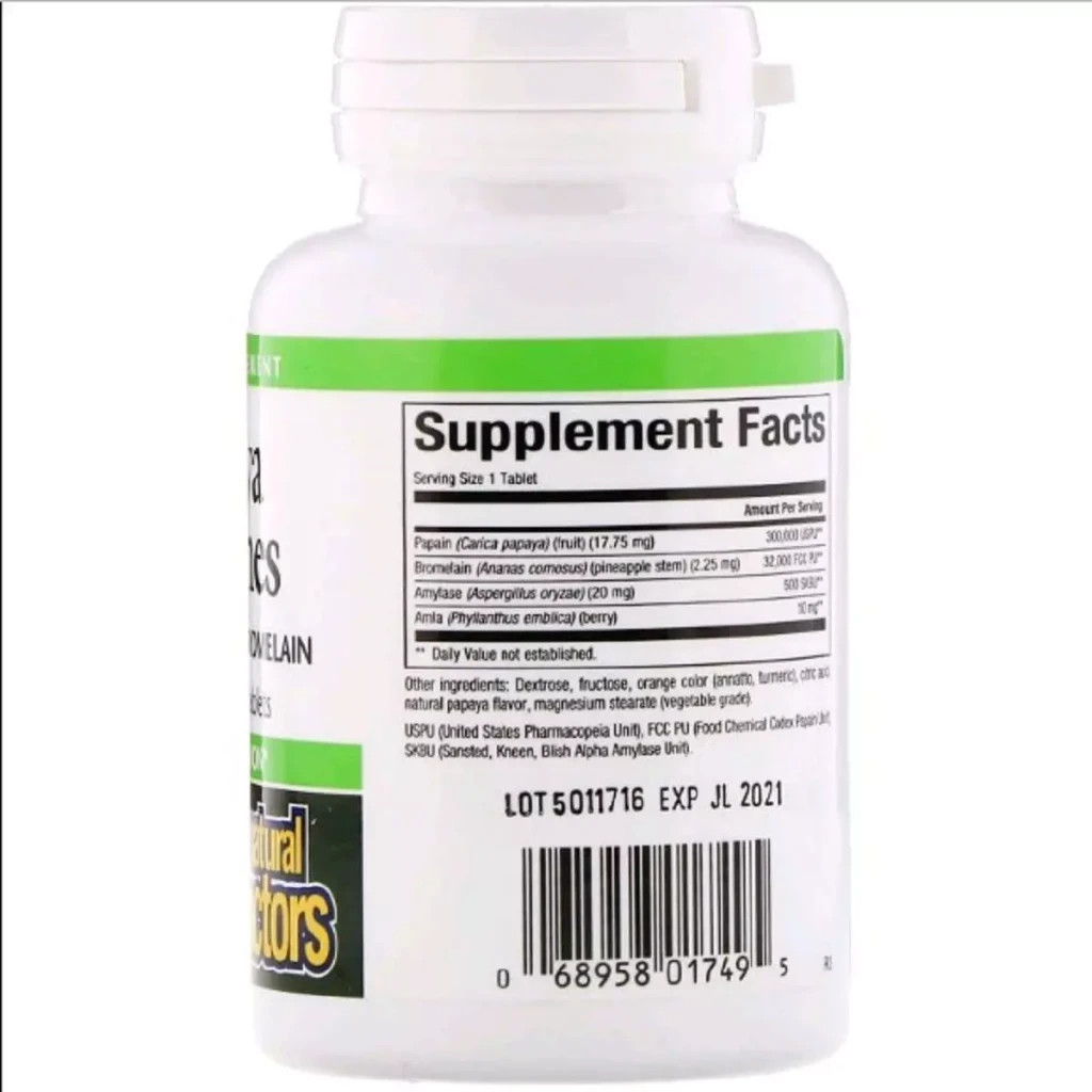 Вітамін Natural Factors Ензими Папайї, Papaya Enzymes, 120 Таблеток (NFS01749)