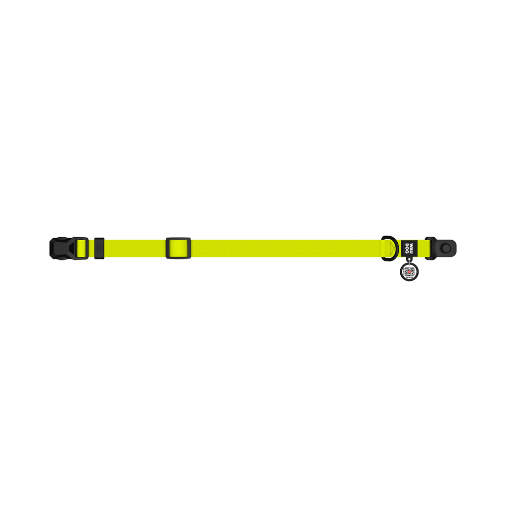 Нашийник для тварин WAUDOG Magnet c QR паспортом, магнітна пряжка-фастекс M лимонний (279526)