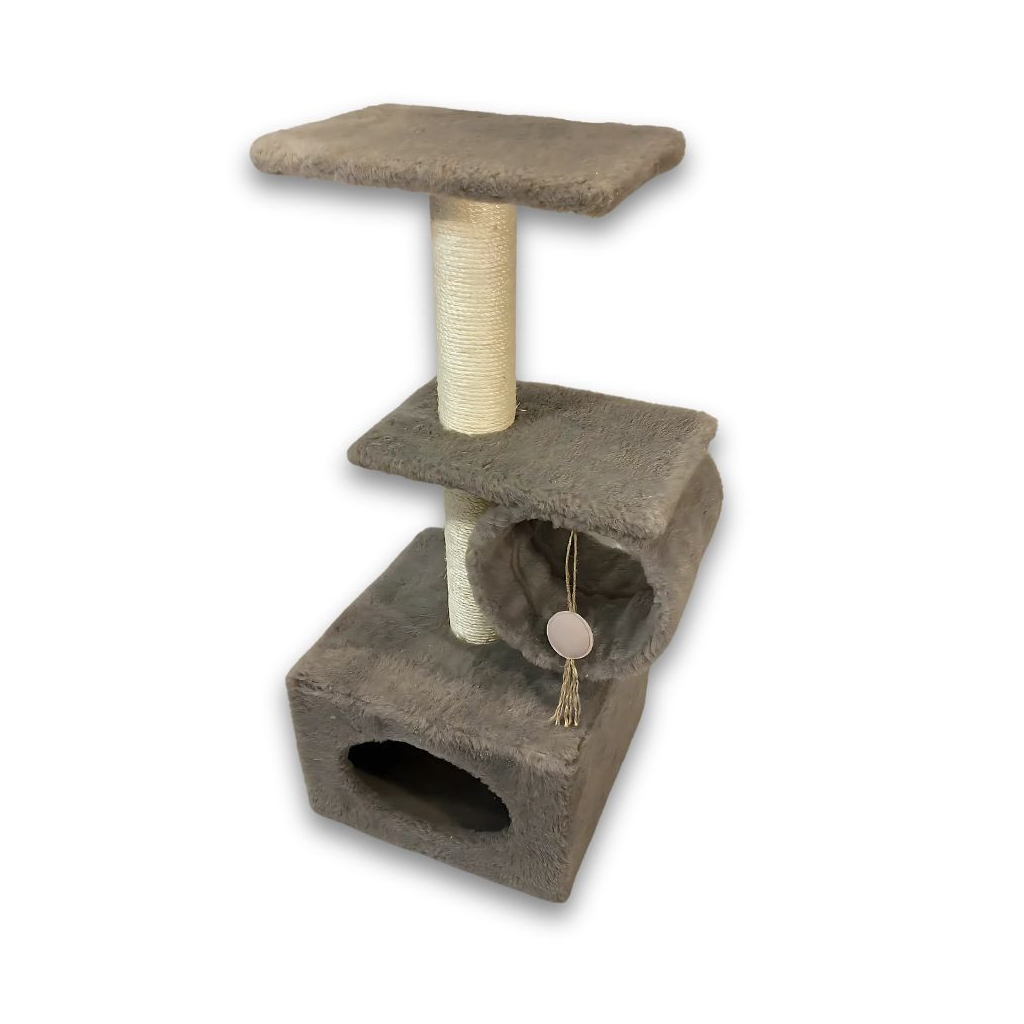 Дряпка (кігтеточка) для котів Природа Саванна з барабаном 38x38x90 см капучино (4823082442645)