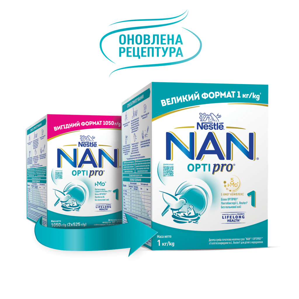 Дитяча суміш Nestle NAN 1 Optipro з 5 олігосахаридами та L. Reuteri для дітей з народження 1 кг (1000003)