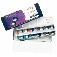 Акварельні фарби Rosa Gallery GRANULATION 14 кольорів по 2,5 мл в металевому пеналі (4823098544128)