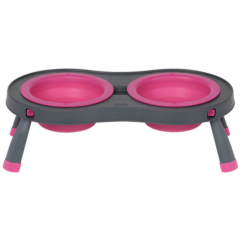 Посуд для собак Dexas Миска подвійна на складній підставці-велика 600 мл рожева (0084297306885)