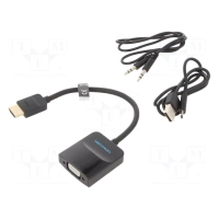 Перехідник HDMI M to VGA F + Micro USB F + 3.5mm F 0.15m black VENTION (42161)