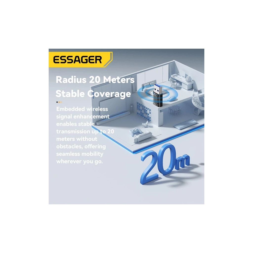 Bluetooth-адаптер Essager Freedom Bluetooth 5.4 Black (EBT54-JH01-P)