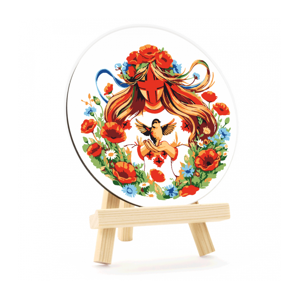 Картина по номерам Rosa Заквітчана", кругла, 15 см, з мольбертом (4823098548720)