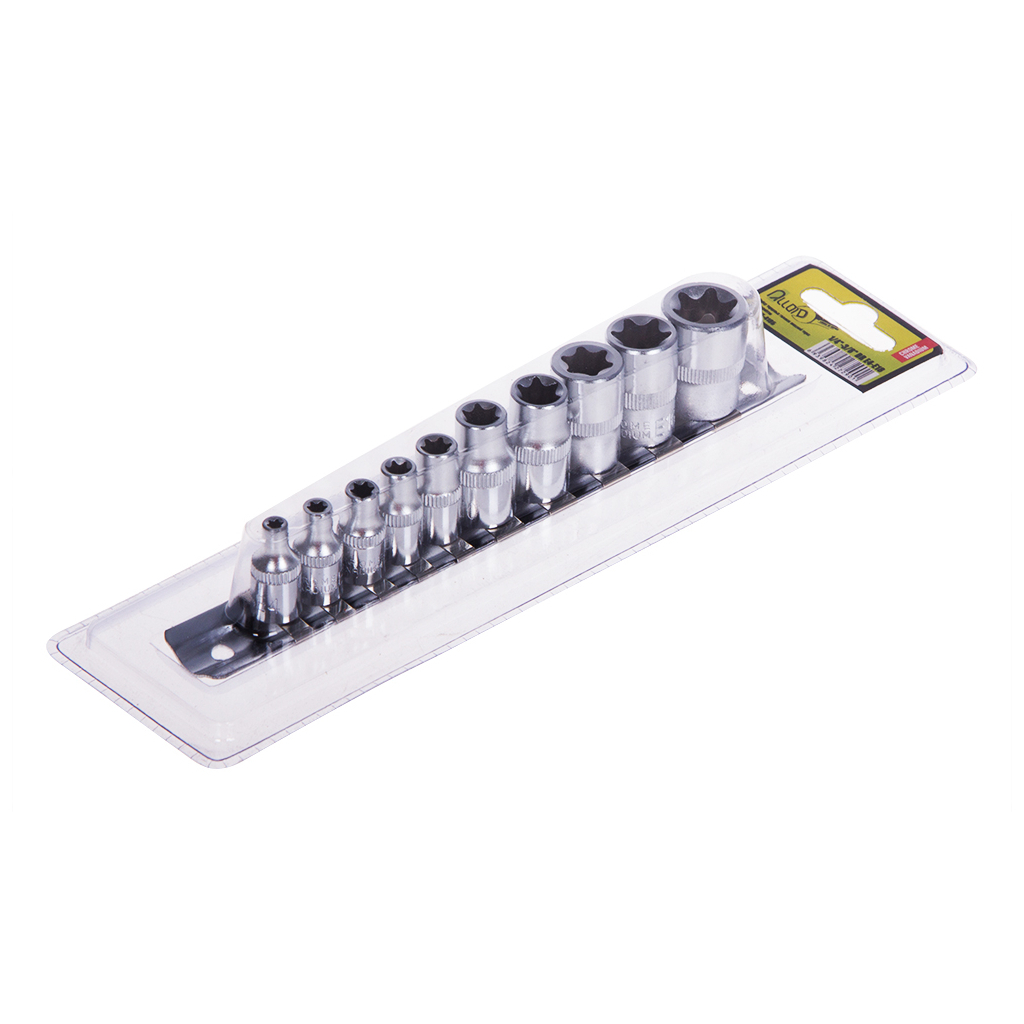 Набір торцевих головок Alloid зовнішній Torx, 1/4"-3/8"DR, E4-E18, 10шт. (НГЕ-418Б) Набір торцевих головок Alloid зовнішній Torx, 1/4"-3/8"DR, E4-E18, 10шт. (НГЕ-418Б)