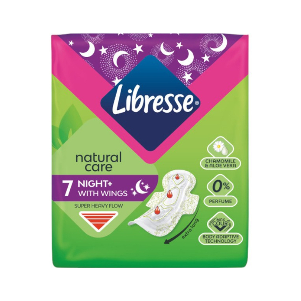 Гігієнічні прокладки Libresse Natural Care Night 7 шт. (7322540611236)