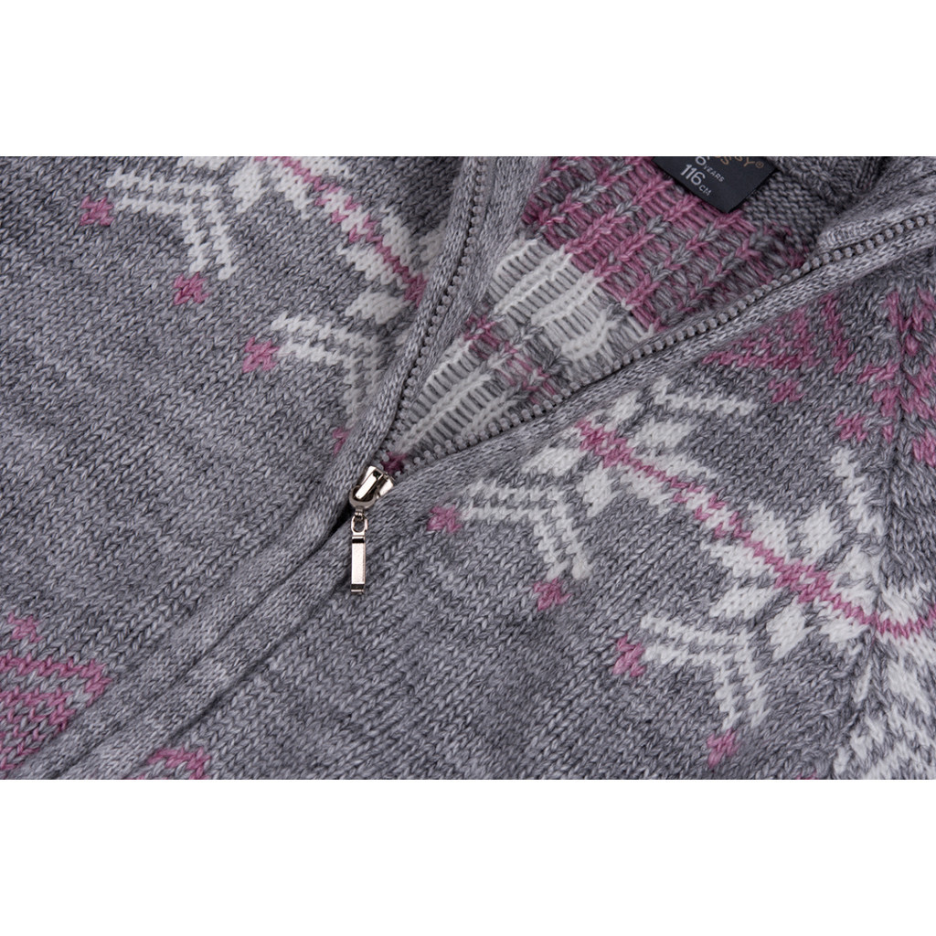 Кофта дитяча Tossy в'язана на блискавці сіра з орнаментом (326-92G-gray)