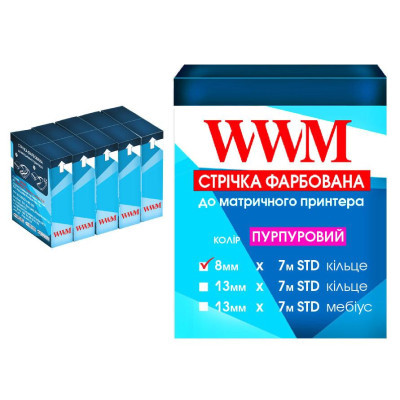 Ribbon for printers 8mm*7m (k) Purple 5-pack WWM (R8.7SP5)