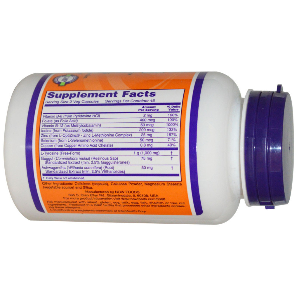 Мінерали Now Foods Підтримка щитовидної Залози, Thyroid Energy, 90 гелевих капс (NOW-03368)