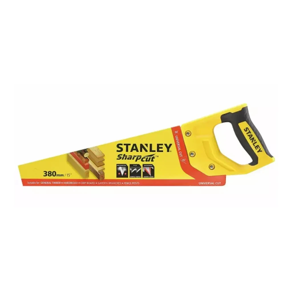 Ножівка Stanley SHARPCUT із загартованими зубами, L=380мм, 7 tpi. (STHT20366-1)
