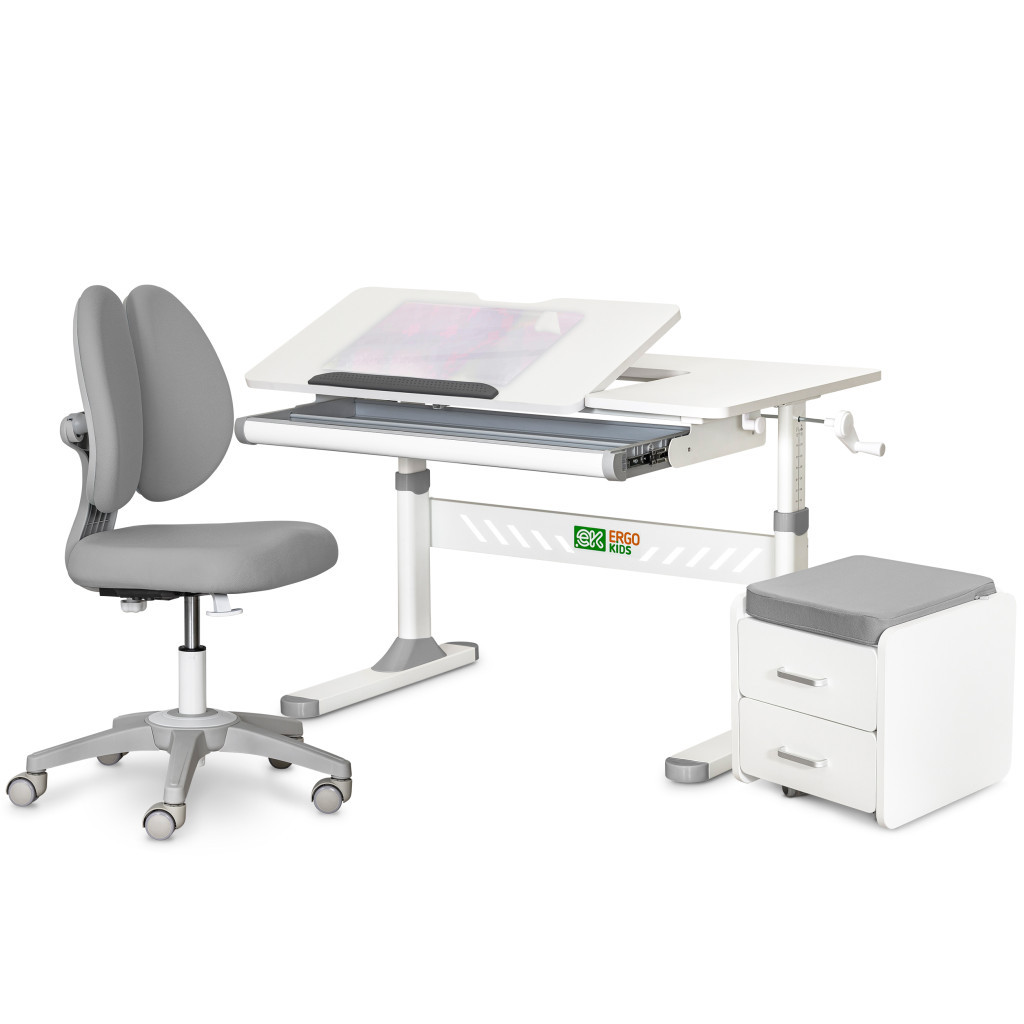 Парта з кріслом ErgoKids (L) Grey + тумба (TH-310 + Y-412 Lite + BD C3_GREY) Парта з кріслом ErgoKids (L) Grey + тумба (TH-310 + Y-412 Lite + BD C3_GREY)