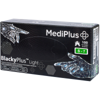 Медичні рукавички MediPlus BlackyPlus Light Нітрилові оглядові нестерильні неприпудрені Чорні Розмір S 100 шт. (6970245754492)