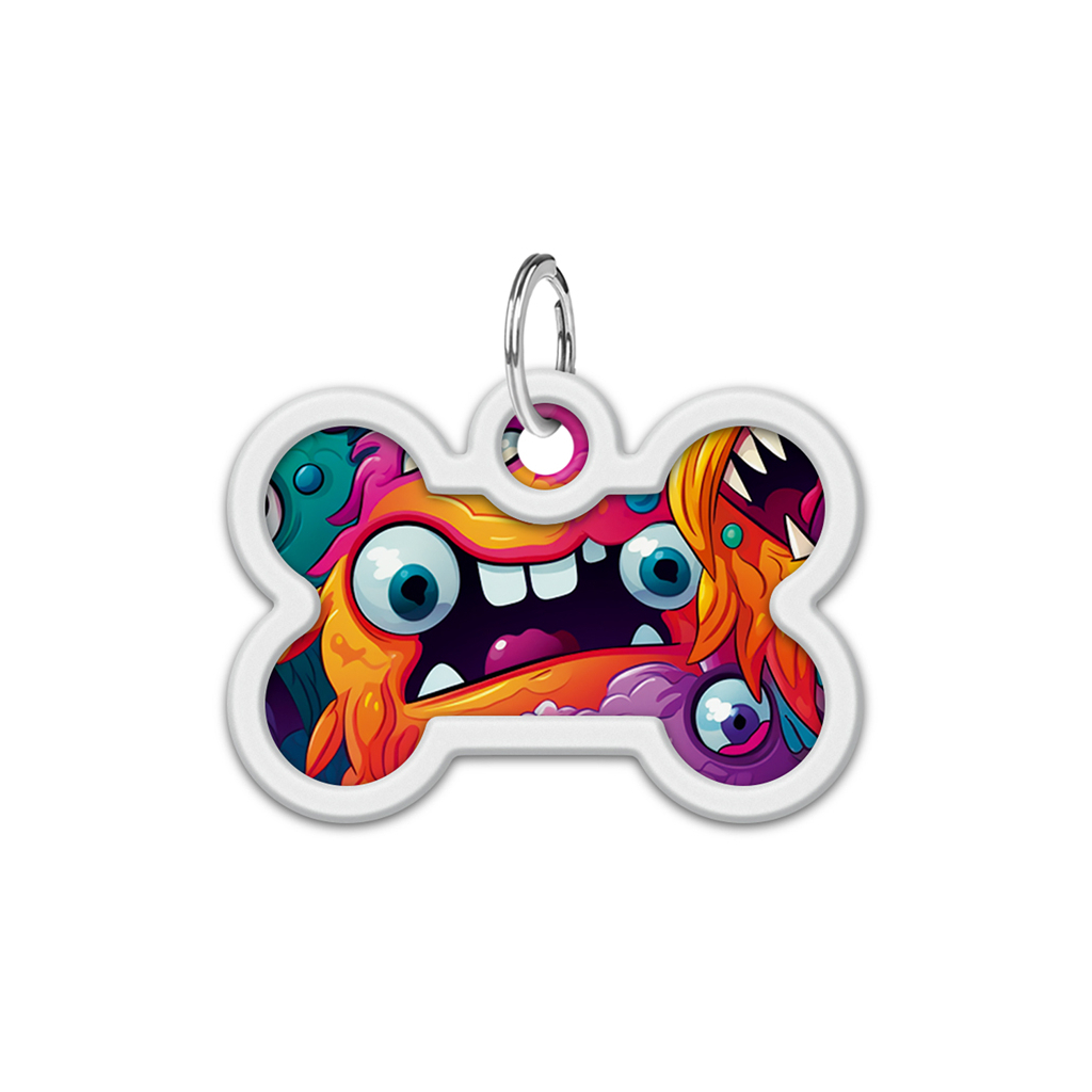 Адресник для тварин WAUDOG Smart ID з QR паспортом "Зубасті монстри", кістка 40х28 мм (231-4048)