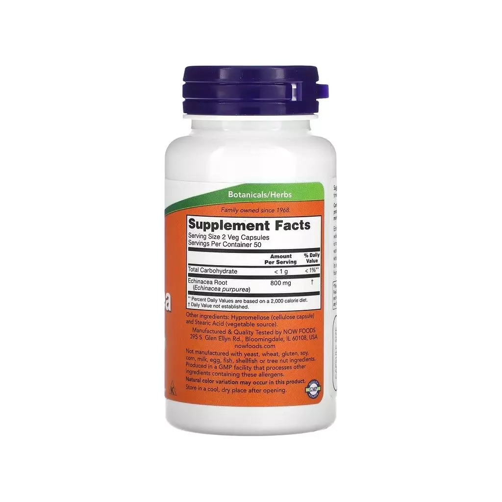 Трави Now Foods Ехінацея, 400 мг, Echinacea, 100 вегетаріанських капсул (NOW-04660)