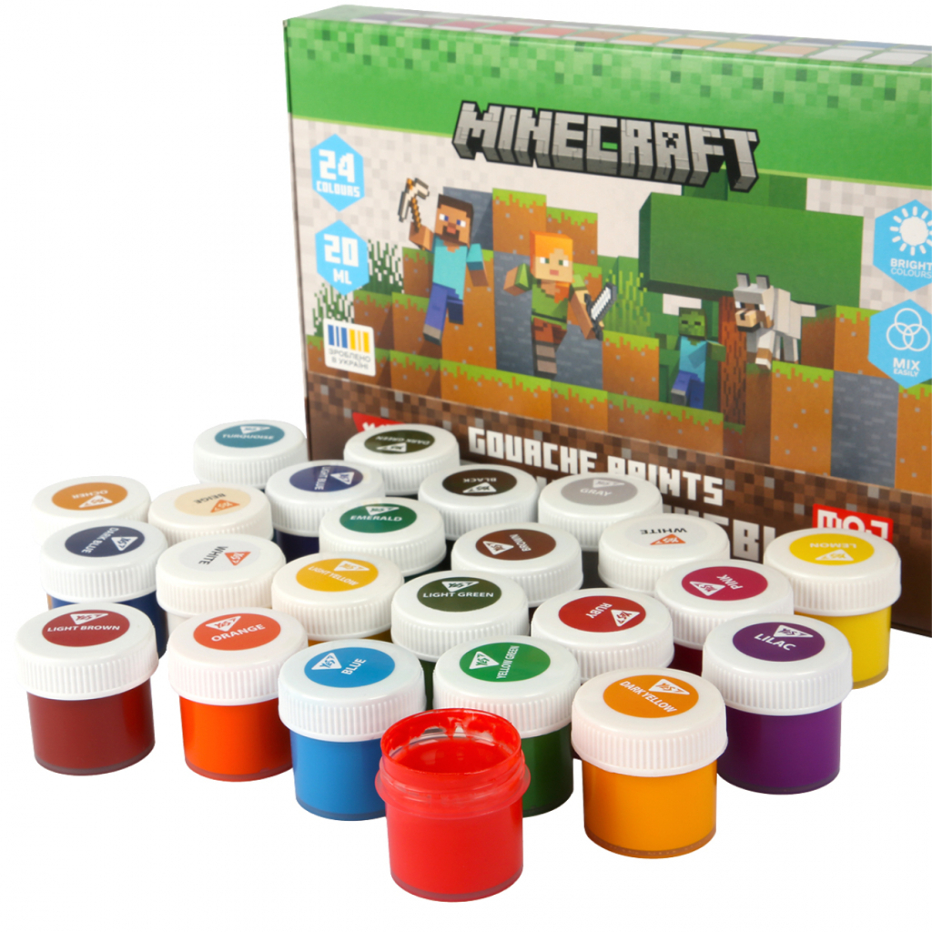 Гуашеві фарби Yes Minecraft 24 кольорів по 20 мл (230409)