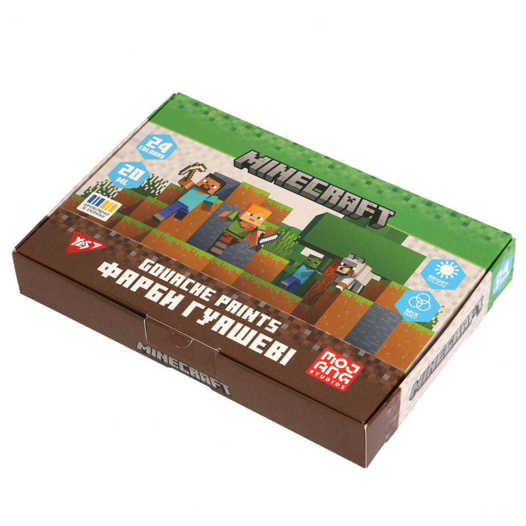 Гуашеві фарби Yes Minecraft 24 кольорів по 20 мл (230409)