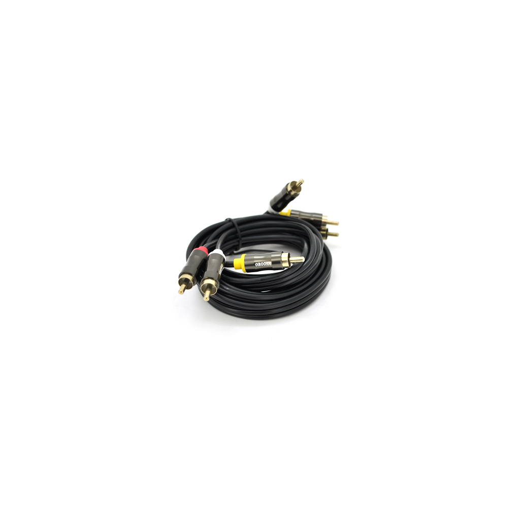 Кабель мультимедійний 3xRCA M to 3xRCA M 1.5m black VEGGIEG (YT-AV301)