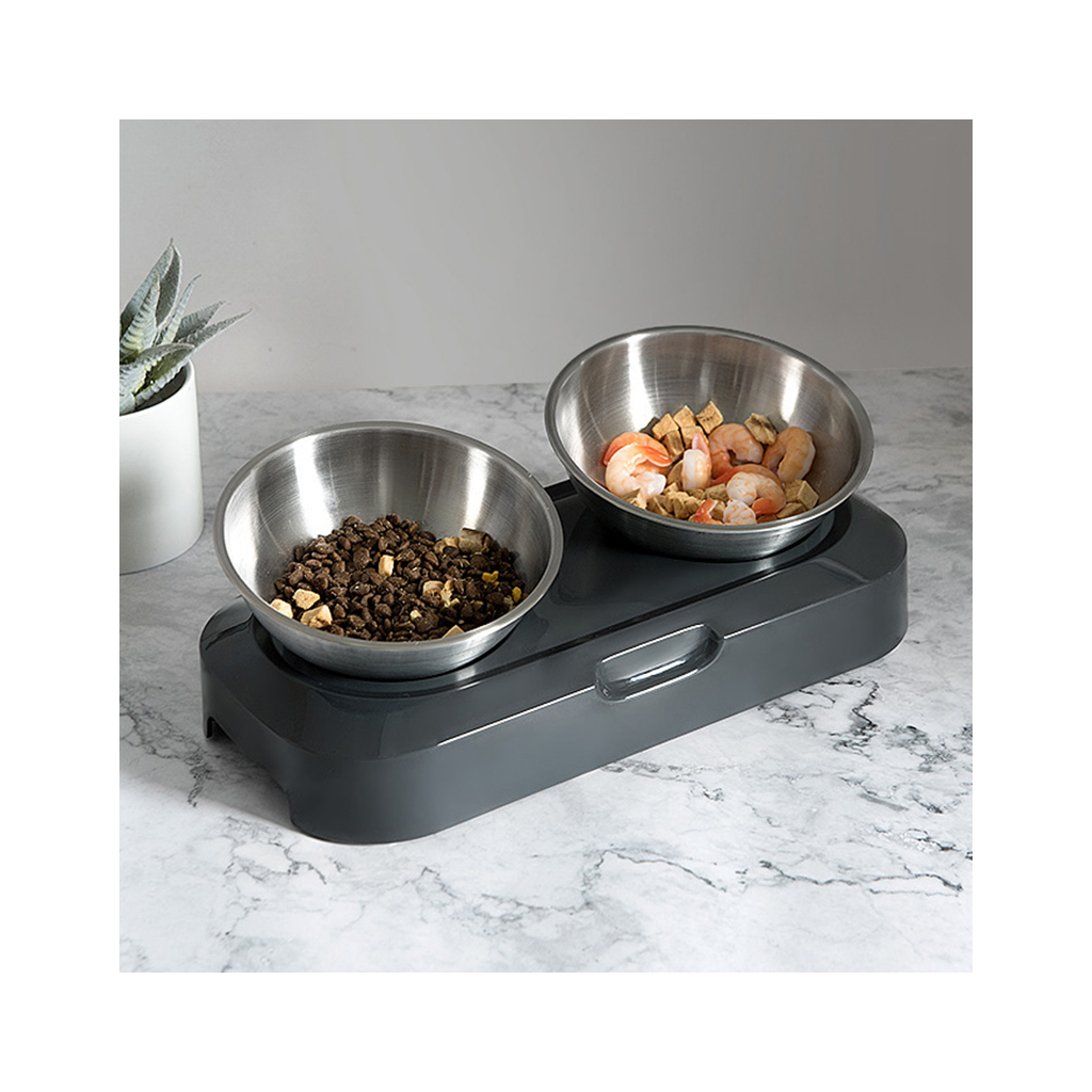 Посуд для котів Lapka Годівниця подвійна з металевими мисками (LPK-27)