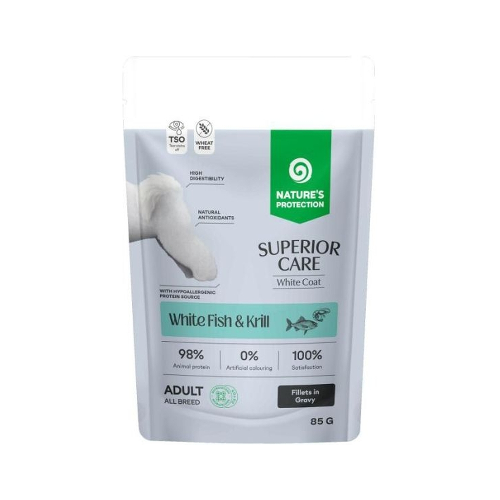 Вологий корм для собак Nature's Protection Superior Care White Dogs Grain Free Adult All White Fish and Krill 85 г (NPSC70465)