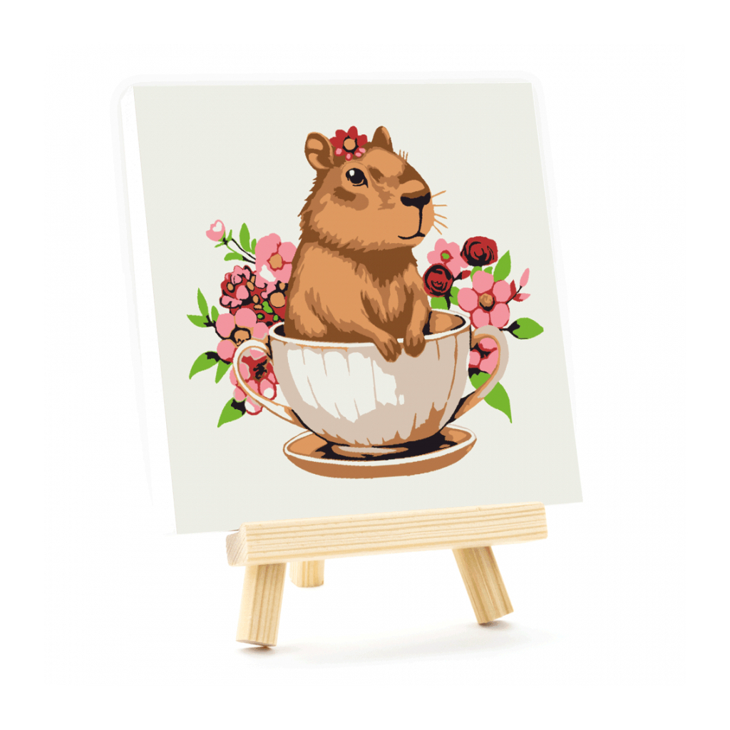 Картина по номерам Rosa Квіткова капібара, 15х15см, з мольбертом (4823098548591)