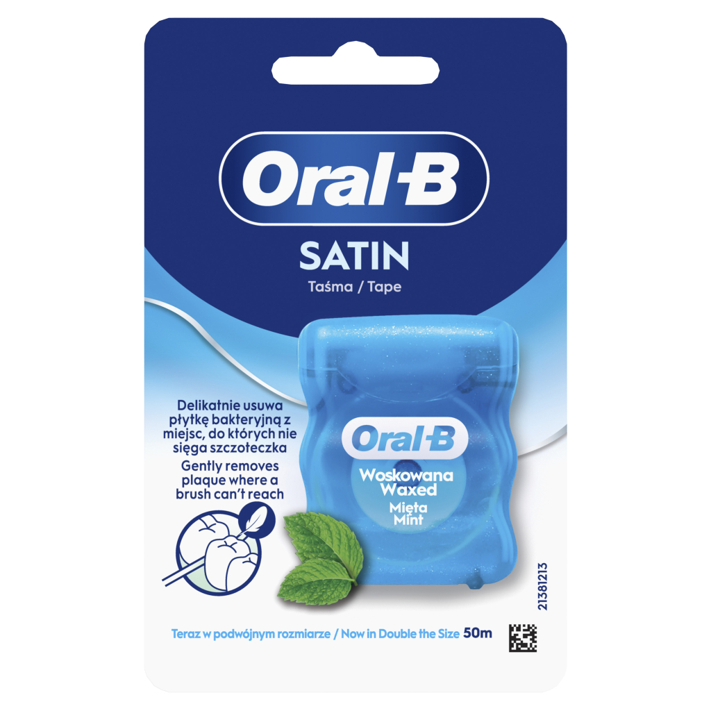 Зубна нитка Oral-B Satin Tape М'ятна Вощена 50 м (8006530114196)
