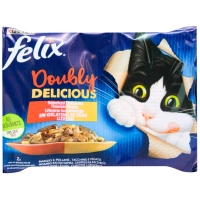 Wet food for cats Purina Felix Doubly Delicious with turkey, liver, beef and poultry 4x85 g (7613287487612)