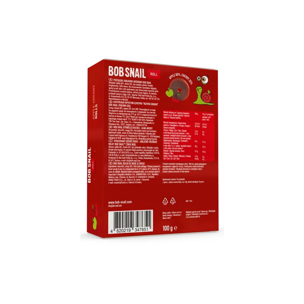 Цукерка Bob Snail Яблучно-вишнева 100 г (1740872)