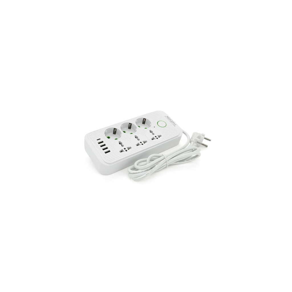 Мережевий фільтр живлення Voltronic F07U, 6 роз (3 EU+3 Universal), 4USB White (F07U-White) Мережевий фільтр живлення Voltronic F07U, 6 роз (3 EU+3 Universal), 4USB White (F07U-White)