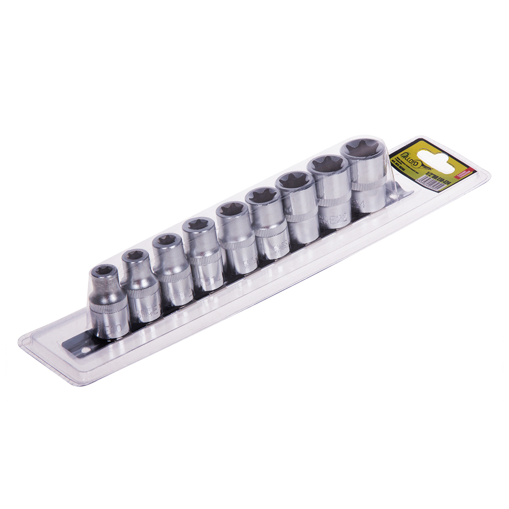 Набір торцевих головок Alloid Torx, 1/2"DR, E10-E24, 9шт., блістер (НГЕ-1024Б) Набір торцевих головок Alloid Torx, 1/2"DR, E10-E24, 9шт., блістер (НГЕ-1024Б)