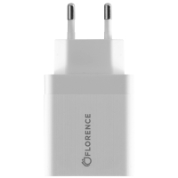 Зарядний пристрій Florence 1USB QC 3.0 + Lightning cable White (FL-1050-WL)